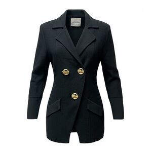 Steve Fabrikant Vintage Black Knit Blazer Gold Buttons Fits 4 6